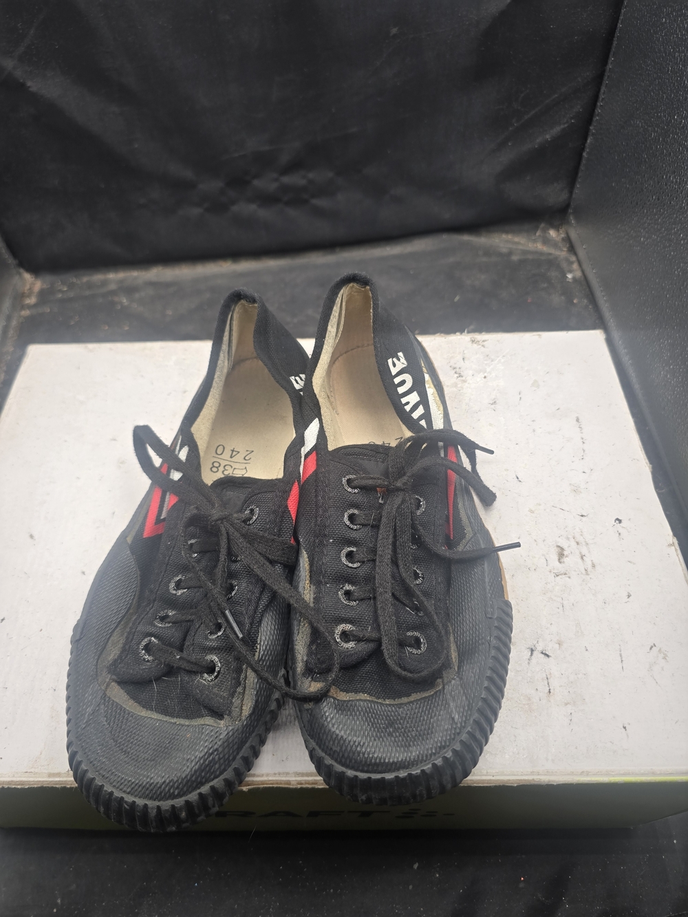 Feiyue Black Canvas Sneakers with Red Accent